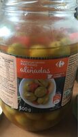 Aceitunas verdes partidas aliñadas