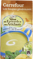 VELOUTÉ AUX Épinards et Artichauts Et pointe de crème fraîche
