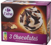 Conos con helado de tres chocolates
