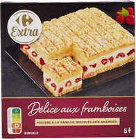DÉLICE AUX FRAMBOISES Mousse à la vanille, biscuit à l'amande