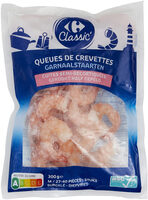 Queues de crevettes , cuites, semi-décortiquées
