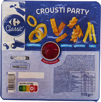 Crousti Party Goût oignon Goût bacon Goût pizza Salé Sauce Ketchup