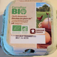 Oeufs de poules élevées en plein air Bio (x 4) - Carrefour Bio