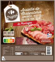 Assiette de Charcuterie Jambon sec, rosette, filet de porc séché