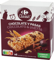 Barritas de cereales Chocolate y pasas