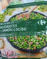Salteado de guisantes y jamón cocido