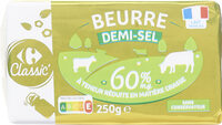 Beurre demi-sel 60% mat.gr. à teneur réduite en matière grasse