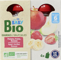 Gourdes pomme, fraise, banane