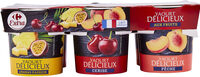 Yaourt délicieux aux fruits cerise / pêche / ananas-passion