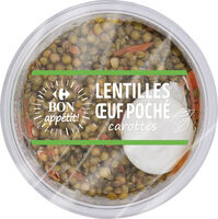 Lentilles Œuf poché Carottes