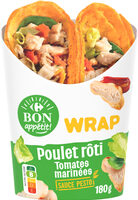 Wrap Poulet rôti Tomates marinées Sauce Pesto