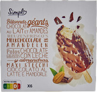 Bâtonnets géants CHOCOLAT AU LAIT ET AMANDES