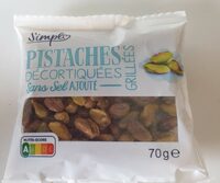 Pistaches décortiquées grillées Sans sel ajouté
