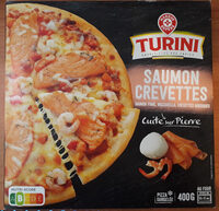 Pizza saumon crevette cuite sur pierre