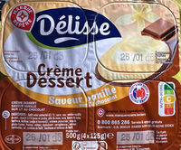 Crème dessert vanille sur lit de chocolat