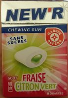 Chewing gum sans sucres goût fraise coeur citron vert