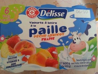 Yaourt à boire à la paille pêche/abricot et fraise