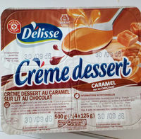 Crème dessert caramel sur lit de chocolat