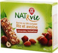 Barres céréales au blé complet amandes et noisettes x 6