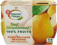 Spécialité de fruits avec morceaux poire williams et pomme
