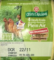 Oeufs frais de poules élevées en plein air source d'oméga 3 x 4