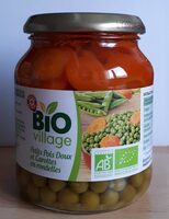 Petits pois doux et carottes en rondelles