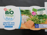 Légumes verts riz saumon