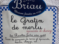 Gratin de merlu épinards/chorizo, transformé en France, barquette