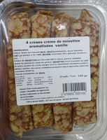 4 crêpes crème de noisettes aromatisées vanille