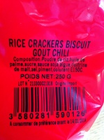 Rice crackers biscuit goût chili