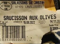 Saucissons sec aux olives