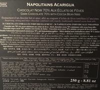Chocolat Noir 70% - Napolitain Acariga Aux éclats De Fève