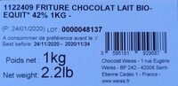 Fritures chocolat lait bio équitable 42% cacao (en vrac)