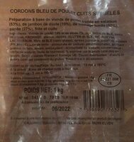 Ordons bleu de poulet cuits surgeles