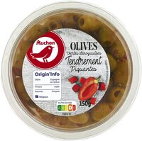 Olives vertes dénoyautées tendrement piquantes