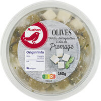 Olives vertes dénoyautées et dés de fromage