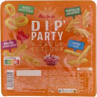 Dip'party : saveur salée, saveur bacon, saveur pizza, saveur oignon et sa sauce ketchup