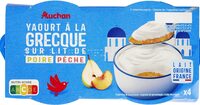 Yaourt a la grecque sur lit poire ou peche 4x150