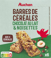 Barres de céréales chocolat au lait et noisettes