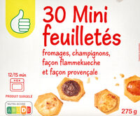 30 mini-feuilletés surgelésFromages, champignons, façon flammekueche et façon Provençale