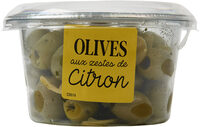 Olives vertes dénoyautées aux zestes de citron