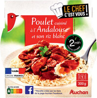 Poulet cuisiné à l'Andalouse et son riz blanc