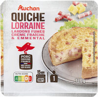 Quiche lorraineLardons fumés, crème fraîche, emmental