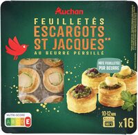 FEUILLETES ESCARGOTS ST JACQUES** AU BEURRE PERSILLE**Zygochlamys patagonica, origine Argentine (A) et/ ou Chlamys opercularis origine Royaume-Uni (B) et/ou îles Féroé (C) et ou Argopecten circularis