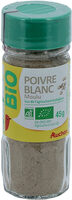Poivre blanc moulu issu de l'agriculture biologique