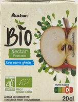 Nectar pomme BIOSans sucres ajoutés* *contient les sucres naturellement présents. teneur en fruit 75% minimum