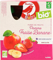 Auchan Baby Bio - Purée de fruits - Pomme Fraise Banane