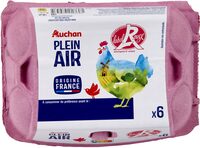 6 œufs frais de poules élevées en plein air, LABEL ROUGE - calibre Moyen ou Gros, catégorie ALogo Label Rouge - Homologation N°LA 04/02 ou Logo Label Rouge - Homologation N° LA 03/99