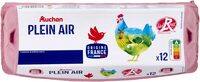 12 œufs de poules élevées en plein air, LABEL ROUGE - calibre Moyen ou Gros, catégorie AHomologation n°LA 04/02 ou Homologation N° LA 03/99