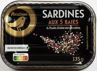 Sardines à l'huile d'olive vierge extra et aux 5 baies AUCHAN